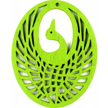 Obraz DŘEVĚNÝ PŘÍVĚSEK ZELENÝ PÁV 3,5x4,5cm