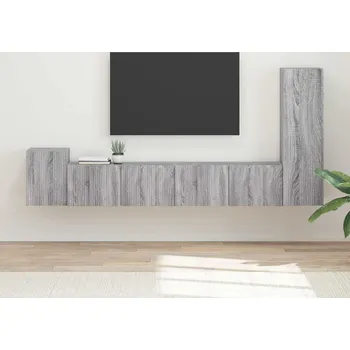 Obývací stěna vidaXL Sestava TV skříněk Nástěnný 3 pcs Šedá Sonoma kompozitní dřevo [3409021]