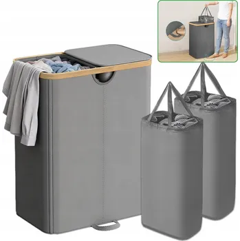 Koš na prádlo KOŠ NA PRÁDLO S VÍKEM, ÚLOŽNÝ PROSTOR NA OBLEČENÍ 150L S VÍKEM, VYSOKÝ 70 cm