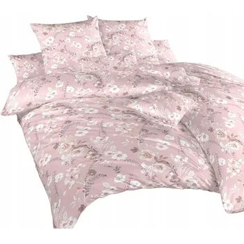 Povlečení Dadka Povlečení krep Květy na pudrové 140x200, 70x90 cm