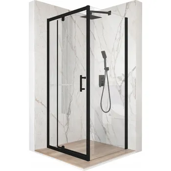 Sprchový kout čtvercový otevírací černý 70x70 cm sklo 6 mm + povrchová úprava