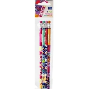 Grafitová tužka TUŽKA PRO PRVŇÁČKA VÝBAVA NA VÝTVARKU S GUMOU TROJÚHELNÍKOVÁ HB 4 KS