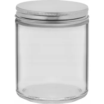 Sklenice Průhledná sklenice na svíčky 250 ml se stříbrným kovovým uzávěrem - 144 ks