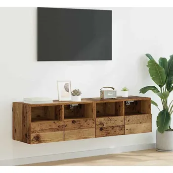 Obývací stěna vidaXL Skříňky na TV zeď Nástěnný 2 pcs Staré dřevo 60 x 30 x 30 cm [882923]