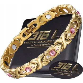 Náramek Náramek Boston Jewellery zlatý ocelový se zirkony, nastavitelná délka