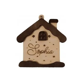 Vánoční dekorace Personalizovaná dřevěná vánoční koule se jménem, vánoční koule s gravírováním jménem - DOMEČEK