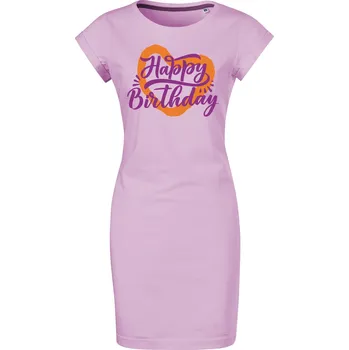 Dámské šaty Bavlněné letní šaty Happy Birthday Velikost: M, Barva: Orchid