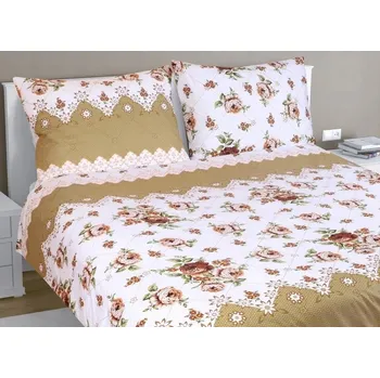 Povlečení Povlečení bavlněné na dvoudeku 1 ks 200x200 cm + 2 ks 70x90 cm hnědá růže