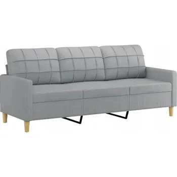 Pohovka Třímístná pohovka z látky a kovu, světle šedá, 198x77x80 cm