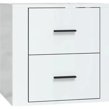 Noční stolek Závěsný noční stolek, bílý s vysokým leskem, 50x3