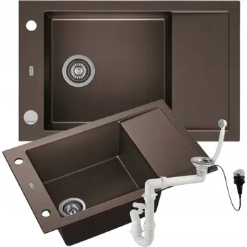 Granitový dřez Jednokomorový granitový dřez ZEUS, hnědý