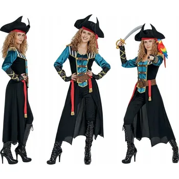 Karnevalový kostým Kostým pro dospělé Mořská Pirátka (plášť, pásek, klobouk, šátek,