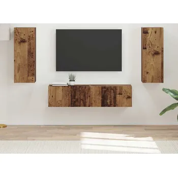 Obývací stěna vidaXL Sestava TV skříněk Nástěnný 2 pcs Staré dřevo kompozitní dřevo [3408977]