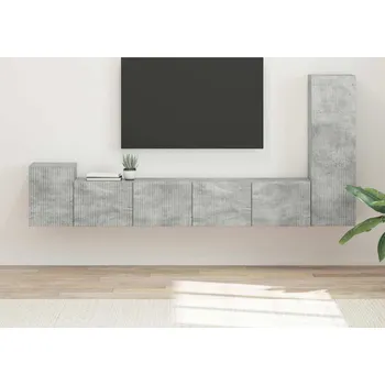 Obývací stěna vidaXL Sestava TV skříněk 3 pcs Betonově šedá kompozitní dřevo [3409018]