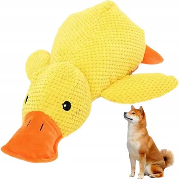 Hračka pro psa PÍSKACÍ KAČENKA PLYŠOVÁ HRAČKA PRO PSA ODOLNÁ KOUSACÍ HRAČKA NA STRES ŽLUTÁ