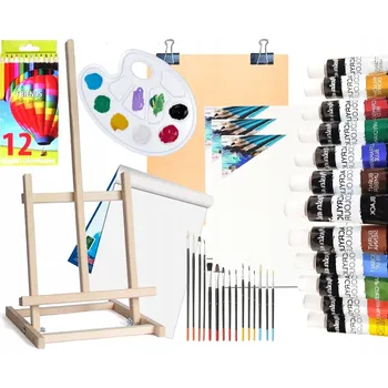 Výtvarná sada Velká MALÍŘSKÁ SADA ++ Stojan, Rýsovací prkno, Barvy