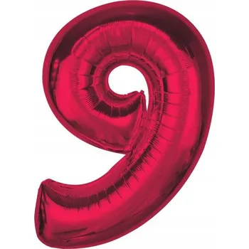 Balónek Fóliový balónek Smart, číslice 9, červený, 92 cm AA
