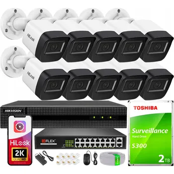 Bezpečnostní kamera Rozšiřitelná IP monitorovací sada Hikvision s 10 kamerami, 16kanálový rekordér a 2TB disk