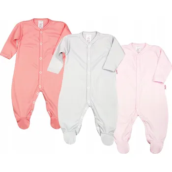 Kojenecký overall Overal 3-balení Bavlna ORGANIC GOTS Sladká růžová/Popel/Světle růžová vel. 62 KLEKLE