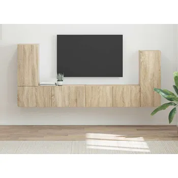 Obývací stěna vidaXL Sestava TV skříněk 4 pcs Sonoma dub kompozitní dřevo [3409116]