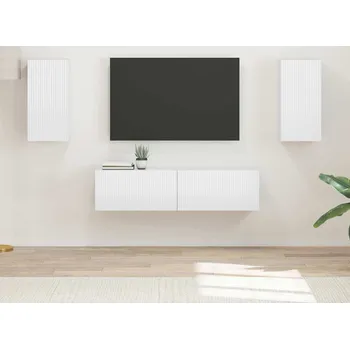 Obývací stěna vidaXL Sestava TV skříněk 4 pcs Vysoce lesklá bílá kompozitní dřevo [3409154]