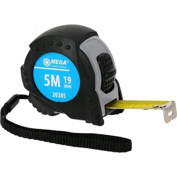metr MEGA Svinovací metr pogumovaný 5 m 19 mm páska funkce stop certifikace CE MID