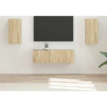 Obývací stěna vidaXL Sada televizního nástěnného kabinetu Nástěnný 4 pcs Sonoma dub [3408909]