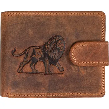 Módní doplněk WILD pánská peněženka s přezkou - Lev - hnědá ART-895