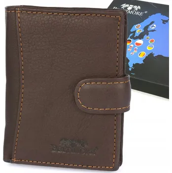 Peněženka Pánská kožená peněženka svislá hnědá malá Beltimore RFiD prémiová kůže