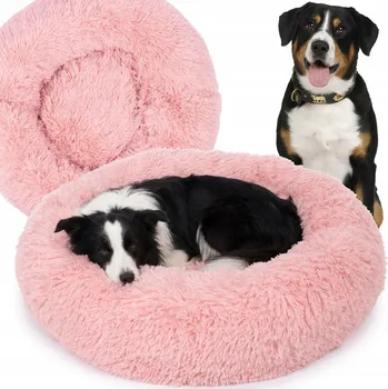 Pelíšek pro psa Růžový Pohodlný Plyšový Pelíšek Shaggy 80 cm Protiskluzové Dno