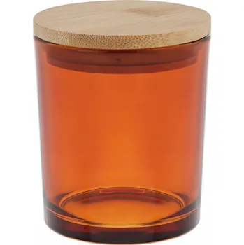 Sklenice Jantarová sklenice na svíčky 300 ml s bambusovým víčkem