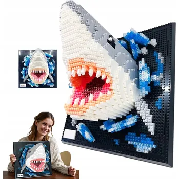 ostatní stavebnice STAVEBNICE KRUTÝ MEGALODON Z KOSTEK MODEL PUZLE MEGALODON 3D 2166 DÍLŮ DÁREK