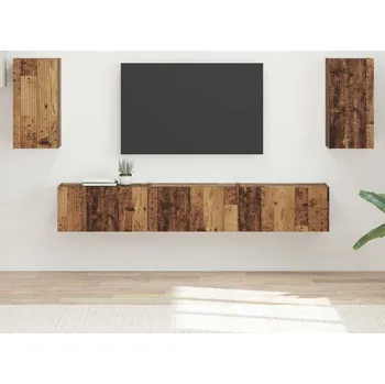 Obývací stěna vidaXL Sestava TV skříněk Nástěnný 5 pcs Staré dřevo kompozitní dřevo [3409076]