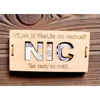Dárková krabička Dekorace z Řečice Dřevěná dárková karta na peníze NIC
