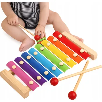 Dřevěná hračka Dřevěné xylofony pro děti, barevné, edukativní
