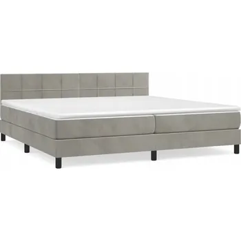 Postel Kontinentální postel sametová světle šedá 203 x 200 x 78/88 cm