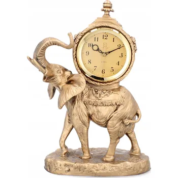 Hodiny LIVELLO Keramické stolní krbové hodiny retro zlaté 33,5 cm velké - SLON