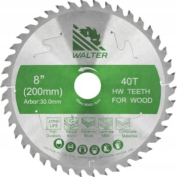 Pilový kotouč Pilový kotouč na dřevo s vidiovými zuby WALTER 200x30 Z40