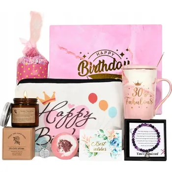 Kosmetická sada DÁREK K VÁNOCŮM PRO ŽENY KOSMETICKÁ TAŠTIČKA ŠPERKY HRNEK SVÍČKA BOMBA 9 ks