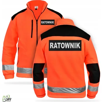 Pánská mikina Oranžová reflexní mikina fleecová s nášivkami RATOWNIK MEDYCZNY