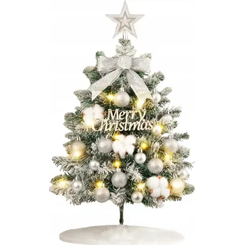 Vánoční stromek Malý umělý vánoční stromeček 60 cm s LED světýlky a ozdobami