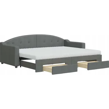 Pohovka Tmavě šedá rozkládací pohovka 2v1 se zásuvkami, rozměry 223 x 90 x 75 cm