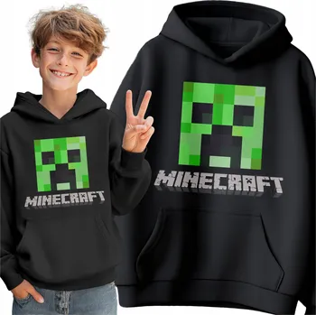 Chlapecká mikina MIKINA MINECRAFT CREEPER DĚTSKÁ S KAPUCÍ TEPLÁ