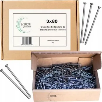 Vrták Stavební hřebíky na dřevo truhlářské 3x80 surové 1kg SORTE Fasteners