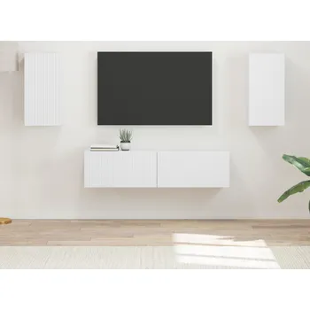 Obývací stěna vidaXL Sestava TV skříněk 4 pcs Bílá kompozitní dřevo [3409150]