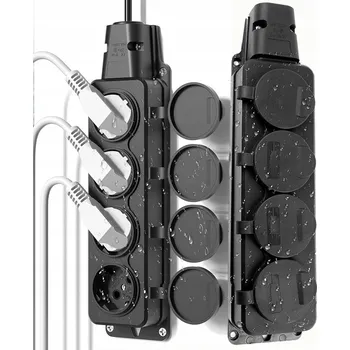 Elektrická zásuvka 2x Venkovní vodotěsná zásuvka 4-cestná s krytem IP54 16A 250V