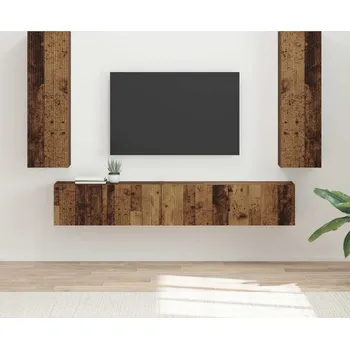 Obývací stěna vidaXL Sestava TV skříněk Nástěnný 3 pcs Staré dřevo kompozitní dřevo [3408986]