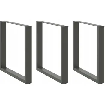 Konferenční stolek OMAXI Nohy k jídelnímu stolu ve tvaru U, 3 ks, antracitové, 80 x (72-73) cm, ocel 311450
