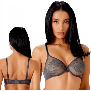 Podprsenka Gossard 13001 charcoal šedá krajková podprsenka s měkkými košíčky 85J SOFT