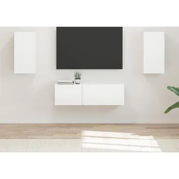 Obývací stěna vidaXL Sada televizního nástěnného kabinetu 4 pcs Vysoce lesklá bílá [3408911]